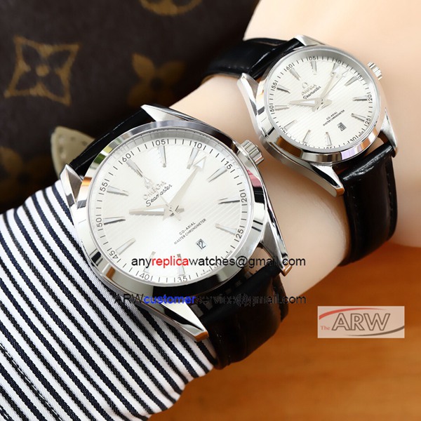 Omega Seamaster Aqua Terra Black Leather Strap Watch